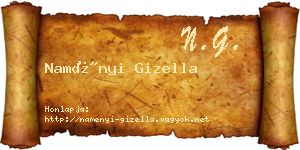 Naményi Gizella névjegykártya
